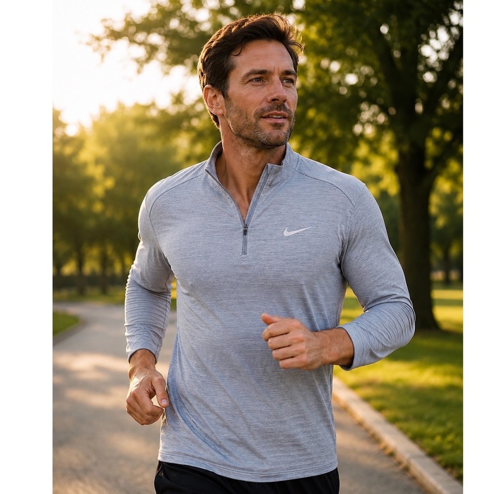 Nike‎ Running Therma-FIT Mens XXL Grey Quarter Zip Pullover Reflective Training